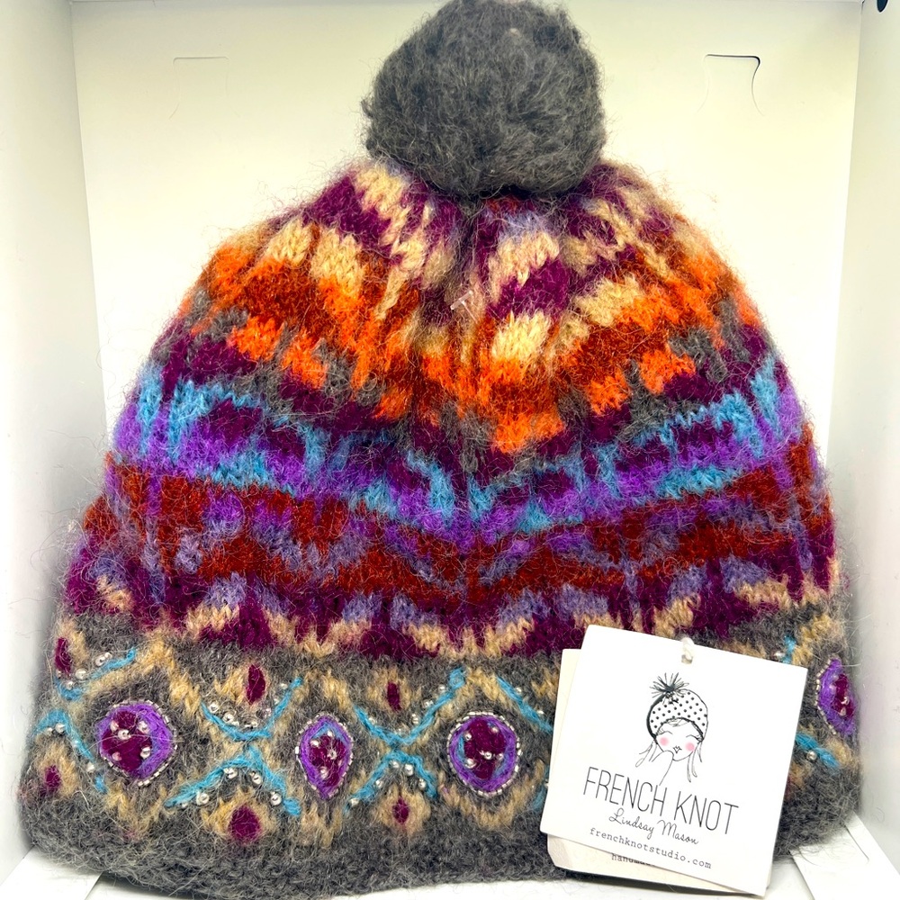NWT French Knot Wool and Mohair Hat in Winona